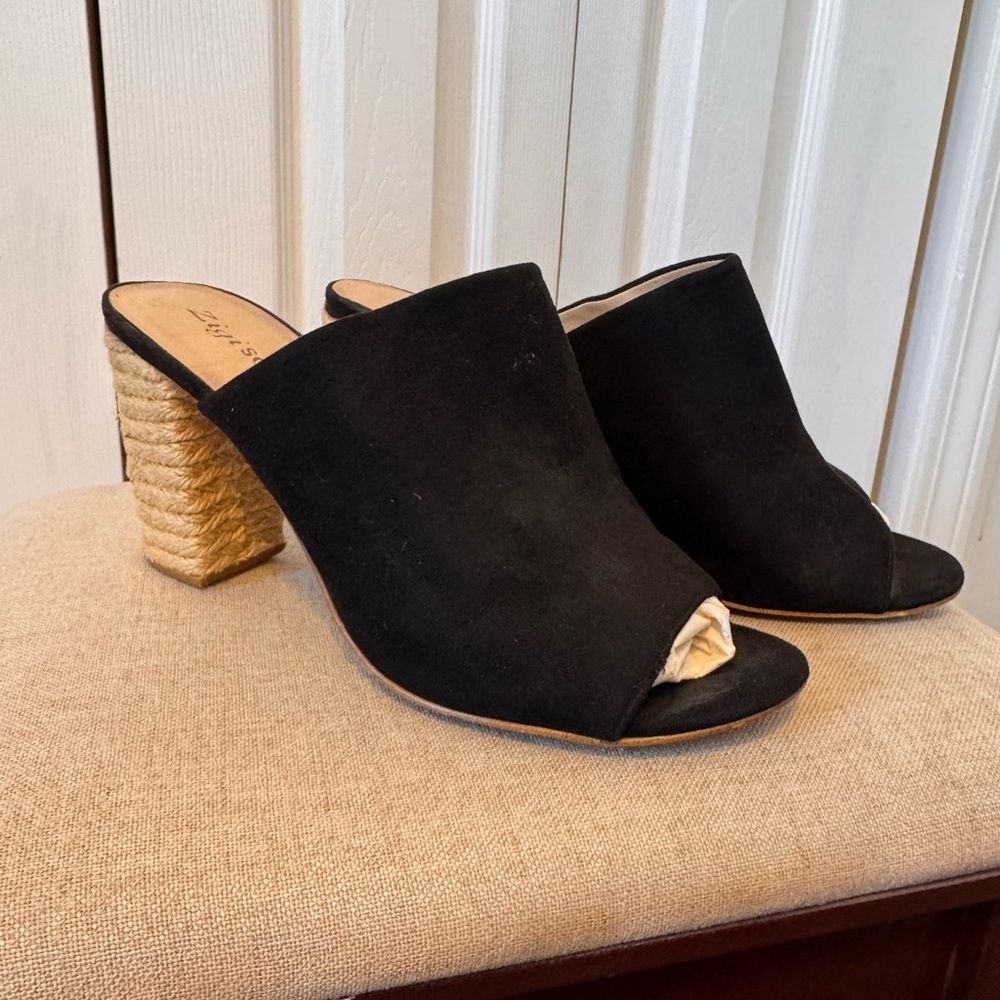 Zigi Soho Black Open Toe Slip On Mules Wrapped Woven Block Heel Size 9.5 - Picture 2 of 9